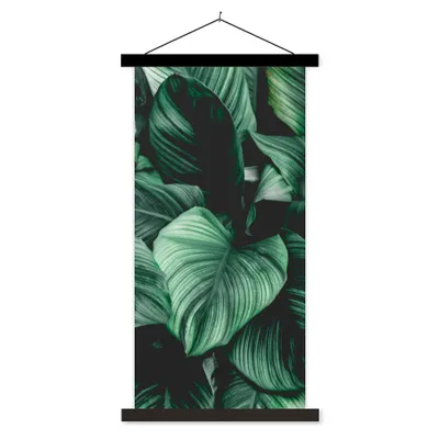Produktbild von MuchoWow® Textilposter Dschungel - Blätter - Tropisch - Pflanzen - Natur 60x120 cm mit schwarzem Rahmen - Magnete