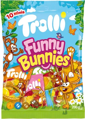 Obrázok produktu pre Trolli Funny Bunnies Veľkonočné mini balenia ovocných žuvačiek 200g