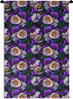 Produktbild von MuchoWow® Wandteppich Wandbehang Blumen - Lila - Anemone 120x180 cm Tapisserie Dekoration Wandtuch - Schlafzimmer - Dekorationen für das Haus