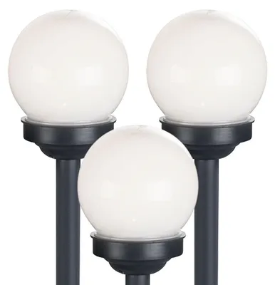 Produktbild von 3er Set LED Solarkugel weiß, Erdspieß, DxH 10x38 cm