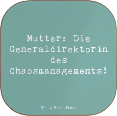 Produktbild von Mr. & Mrs. Panda Untersetzer für Gläser Spruch Mutter Chaosmanagerin - Meeresbrise - Geschenk, gläseruntersetzer, Coaster, Freude, Glas, Mutterliebe, Einzigartigkeit