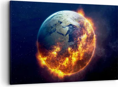 Produktbild von Bild auf Leinwand - Leinwandbild - Universum Erde Feuer Globus - 120x80cm - Wand Bild - Wanddeko - Leinwanddruck - Bilder - Kunstdruck - Wanddekoration - Leinwand bilder - Wandkunst - AA120x80-2875