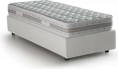Produktbild von Einzelbett Dabad, Containerbett mit Kunstlederbezug, 100%  Italy, Frontöffnung, mit Matratze Cm 90x190 enthalten, Weiß