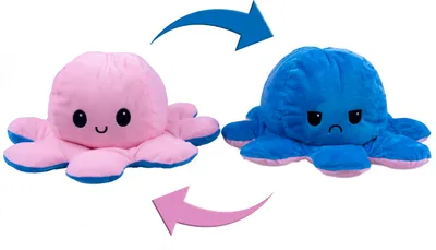 Produktbild von XXL Größe 20*40 cm Flip Octopus Dunkelblau-Pink Doppelseitige Plüschtier Kuscheltier Tintenfisch