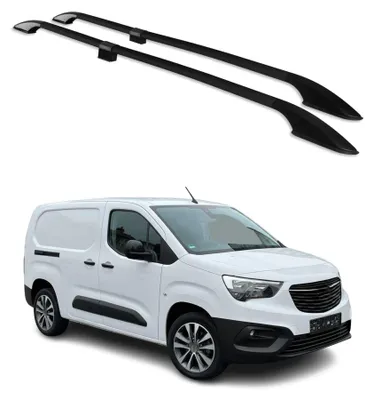 Image de Barres de toit longitudinales pour Opel Combo E 2019-2026 L2 Aluminium Noir, Image générée par une IA