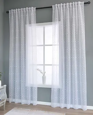 Produktbild von 2 er Set Gardine  HxB 245x145 cm Natur Pompom »VALENCIA« Multiband Aufhängung Scherli Transparent Leinen-Optik, 2023400-408S-2