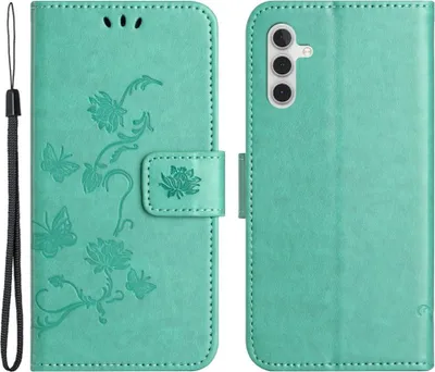 Produktbild von Samsung Galaxy S25 / S24 Hülle - Coverup Blumen & Schmetterlinge Klapphülle - Mintgrün