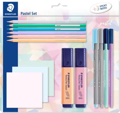 Produktbild von STAEDTLER Schreibset 15-teilig Pastell inkl. Notizblöcke