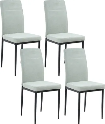 Produktbild von BELIANI Esszimmerstühle 4er Set Hellgrün Stoff Gepolstert mit Schwarzen Beinen Ohne Armlehnen Modern Polsterstühle Küchenstühle Esszimmer Küche