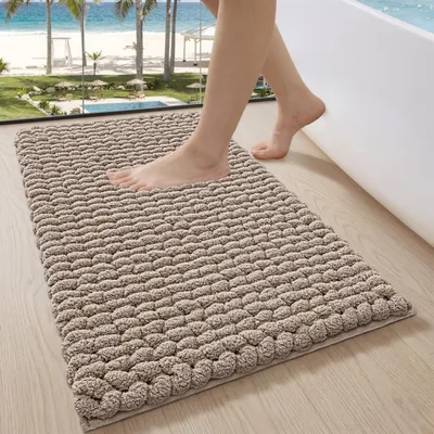Obrázek produktu pro Koberec z mikrovlákna chenille, protiskluzový, 40 x 60 cm, béžový