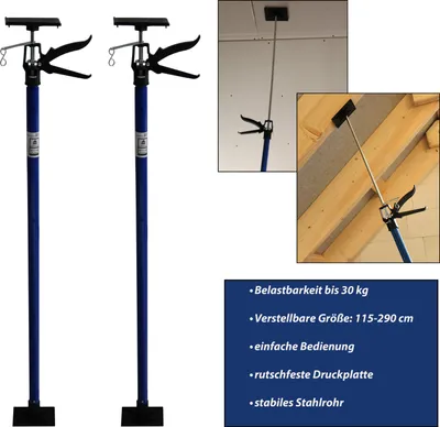 Produktbild von 4x Montagestütze Deckenstütze Einhandstütze Teleskop Bau Gips Stütze 115-290cm