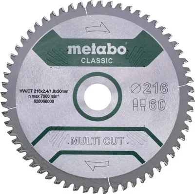 A close-up, studio shot of a circular saw blade.