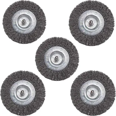 Productafbeelding van Voegenborstels Metaal - Reserveborstels Voegenreiniger - Tussenruimtes Reinigen - Set van 5 Borstels - 10 cm Diameter - Metaal
