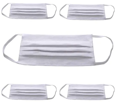 Produktbild von 5 Stück Maske Mundschutz Gesichtsmaske waschbar 2-Lagen Baumwolle 100%, Weiß