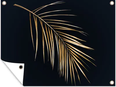 Produktbild von MuchoWow® 40x30 cm Outdoor-Poster Gartendeko Sichtschutz Garten Poster für den Garten  Pflanzen - Gold - Schwarz - Blätter - Luxus