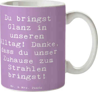 Produktbild von Mr. & Mrs. Panda Tasse Spruch Glanz Putzfrau - Lavendeltraum - Geschenk, Becher, Teetasse, Respekt, Anerkennung, Alltagsheldin, Wertschätzung, Kaffeebecher, Pott