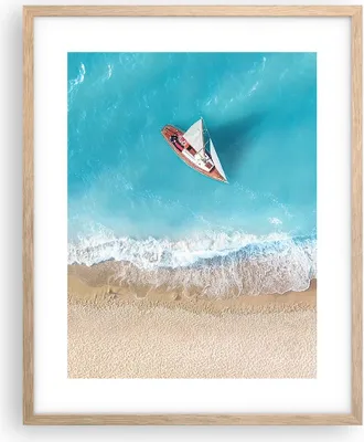 Produktbild von Gerahmtes Poster - Rahmen in heller Eiche - Yacht Sommer Meer - 40x50 cm - Wand Bild - Wanddeko - Wandbilder - Wandposter - Bilderrahmen - Bilder - Kunstdruck - Wandbild - P2NPA40x50-4140