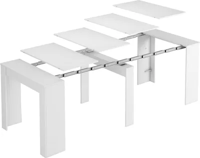 Immagine prodotto di Tavolo da pranzo moderno, Consolle allungabile fino a 10 posti, Dimensioni 90 x 51 x 77 cm (fino a 237 con le prolunghe), Colore bianco