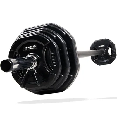 Produktbild von Matchu Sports Aerobic Langhantel Set 20 KG I Hantelset mit Langhantelstange I Verschiedene Gewichtsscheiben: 2 x 5 kg, 2 x 2,5 kg und 2 x 1,25 kg