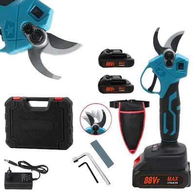 Produktbild von Akku-Gartenschere, elektrische Gartenschere, Schnittdurchmesser 0-30 mm, fortschrittliche Digitalanzeige, mit 2 Akku, 21-V-Gartenschere mit Beutel
