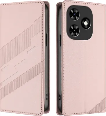 Produktbild von Hülle für Tecno Spark 20/20C/Go 2024/Pop 8/Infinix Smart 8/ 8 Plus/ 8 Pro/Hot 40i, Kunstleder Brieftaschen Handyhülle mit Kartenfach und Standfunktion Pink