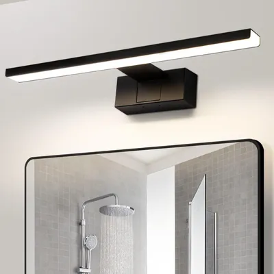 Image de ZMH LED Lampe à miroir 60CM 12W Lampe à miroir noire IP44 Lampe murale Moderne Blanc neutre 4000K Applique murale pour cave cuisine