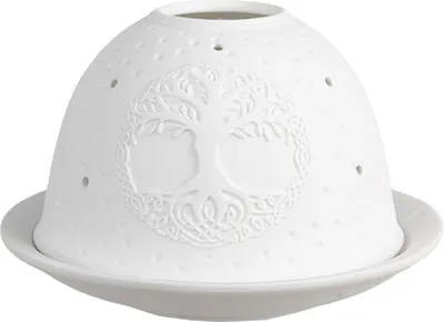 Immagine prodotto di Candeliere in porcellana con motivo dell'albero della vita, 12x8 cm, bianco, Clayre & Eef, modello 6CE1830