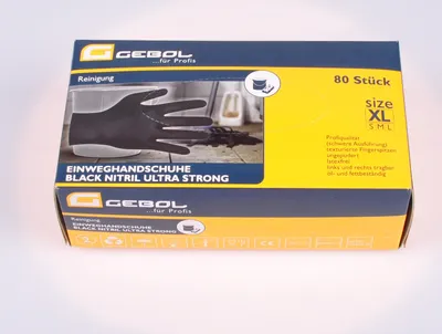 Obrázek produktu pro Jednorázové rukavice Gebol Black Nitrile unpowdered velikost XL, 80 kusů