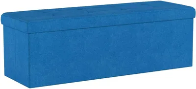 Produktbild von Relaxdays Faltbare Sitzbank XXL, Sitzcube mit Stauraum, Sitzwürfel aus Leinen, mit Deckel, HBT 38 x 114 x 38 cm, blau