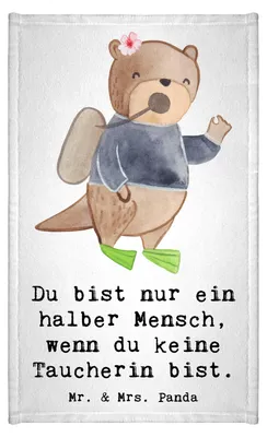 Produktbild von Mr. & Mrs. Panda Handtuch Taucherin Herz - Weiß - Geschenk, baumwolle, Frotteehandtuch, Gästehandtuch 30x50, Klein, Bunt