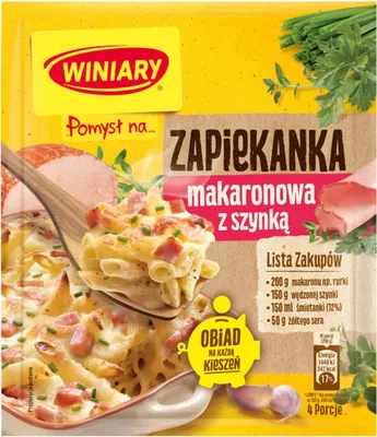 Zdjęcie produktu dla Winiary Pomysł Na... Zapiekanka Makaronowa Z Szynką 35 G