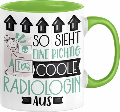 Produktbild von Radiologin Geschenk Tasse Geschenkidee für Radiologin Geburtstag Weihnachten Spruch So Sieht Eine Richtig Coole Radiologin Aus Kaffee-Becher  (Grün)