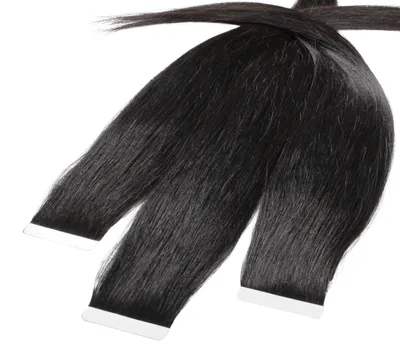 Produktbild von hair2heart Tape Extensions Echthaar Glatt - 10 Tapes 2.5g 50cm Naturschwarz