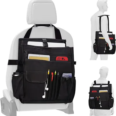 Produktbild von Autositz Organizer Vordersitz, 2 in 1 Auto Organizer Aktentasche Herren mit Separater Tasche für 15-17" Laptoptasche, Rücksitz Organizer Kinder