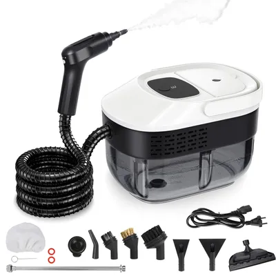 Produktbild von Dampfreiniger - Handdampfreiniger - 2500 W - Hochtemperaturdampf - 1600-ml-Tank - 6 Zubehörteile - Weiß/Schwarz