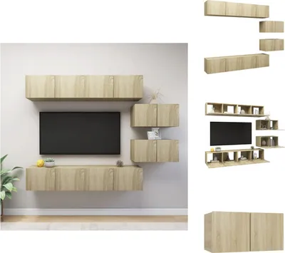 Image de vidaXL Ensemble de 6 meubles TV Chêne Sonoma Matériau dérivé du bois - Meuble TV