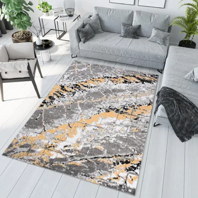 Produktbild von Koberec Obývacia izba Spálňa Krátky vlas Moderný dizajn Žltá Sivá Krémová Škvrnitý pruh Rozmazaný  160 x 230 cm