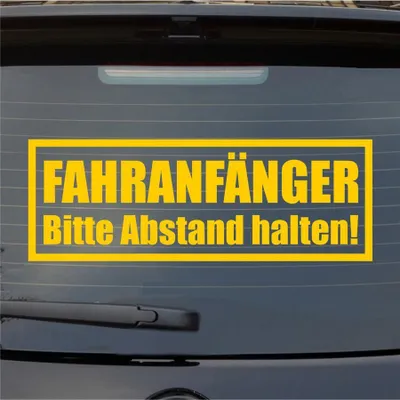 Produktbild von Heckscheibenaufkleber Fahranfänger Bitte Abstand halten 55x19 cm Gelb Auto Aufkleber Sticker