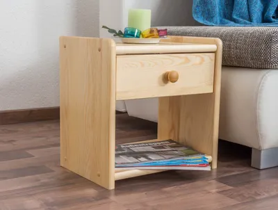 Produktbild von Nachtkommode Natur 40x40x27 (HxBxT) Kiefer massiv, 1 Schublade(n)