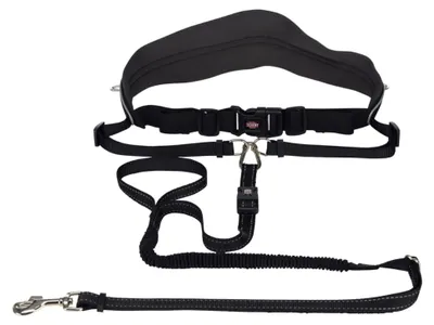 Produktbild von Joggingleine für Hunde mit Bauchgurt M-L, 1,10–1,50 m 20 mm in schwarz/grafit