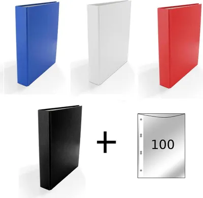 Produktbild von 4x Ringbuch / DIN A5 / Farbe: rot, weiß, blau und schwarz + 100 Prospekthüllen