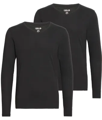 Produktbild von SOLID SDBasil Herren Longsleeve Langarmshirt Shirt Basic im 2er Pack oder 3 er Pack mit V- Ausschnitt im 2er Pack Baumwollmischung Slim fit