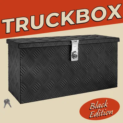Immagine prodotto di Scatola per Strumento Nero Cassetta degli attrezzi Cassone per camion Scatola di Alluminio Cassone per rimorchio con coperchio Chiudibile a chiave trucky