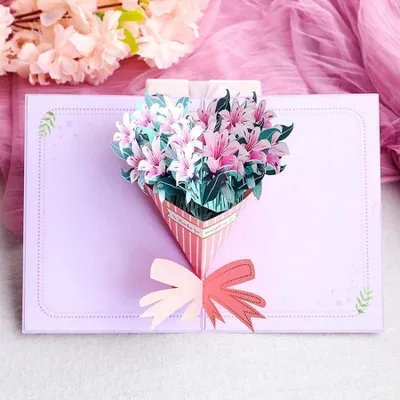 Produktbild von 3D Pop-up Grußkarte Blumen Schöne Lilien