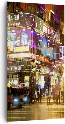 Produktbild von Bild auf Leinwand - Leinwandbild - Street Lichter Nacht Illustration - 65x120cm - Wand Bild - Wanddeko - Leinwanddruck - Bilder - Kunstdruck - Leinwand bilder - Wandkunst - PA65x120-3199
