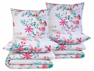 Bettwäsche-Set Blumen 2x 140x200 cm + 2x 70x90 cm