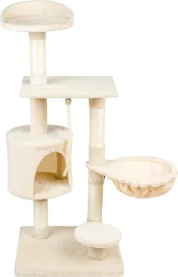 Produktbild von Domarex Katzenkratzbaum Kratzbaum Kratzbäume Katzenmöbel Fun - Turm mit Liegeplatz und Sisalseil, 5 Ebenen, 45x40x108 cm - Stabile Klettersäule