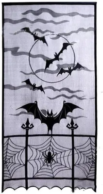 Immagine prodotto di Set decorativi di Halloween neri 84 x 40 pollici: pipistrelli e ragnatele di Halloween per finestre e porte – Set di 2 decorazioni nere