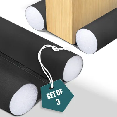 Produktbild von VOUNOT 3er Set Zugluftstopper für Türen, 96 cm, Schwarz
