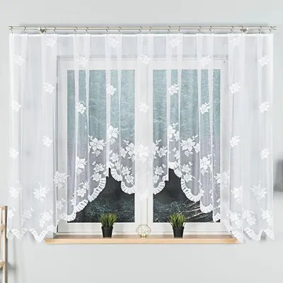 Produktbild von IRENA - Fertiggardine aus Jacquard mit Schnitt unten - 420x160 cm - weiß